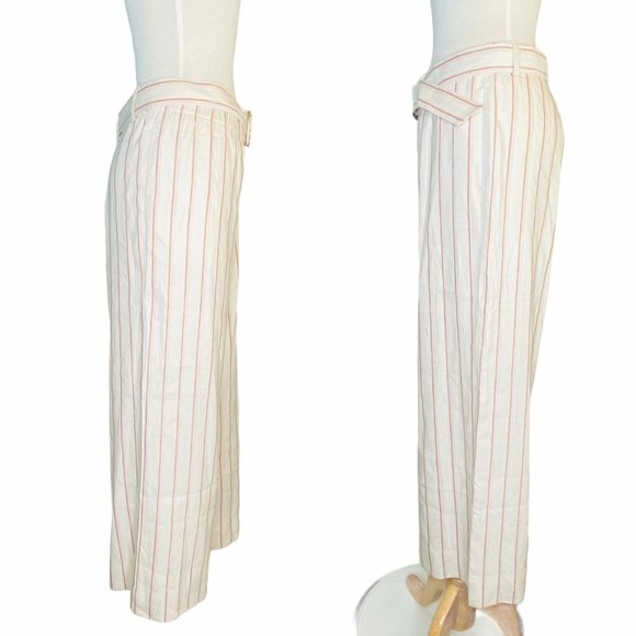 NWT J. jill Linen Stretch Wide Leg Pants Culottes in Barleymult Color Linen Sz M - Picture 2 of 15